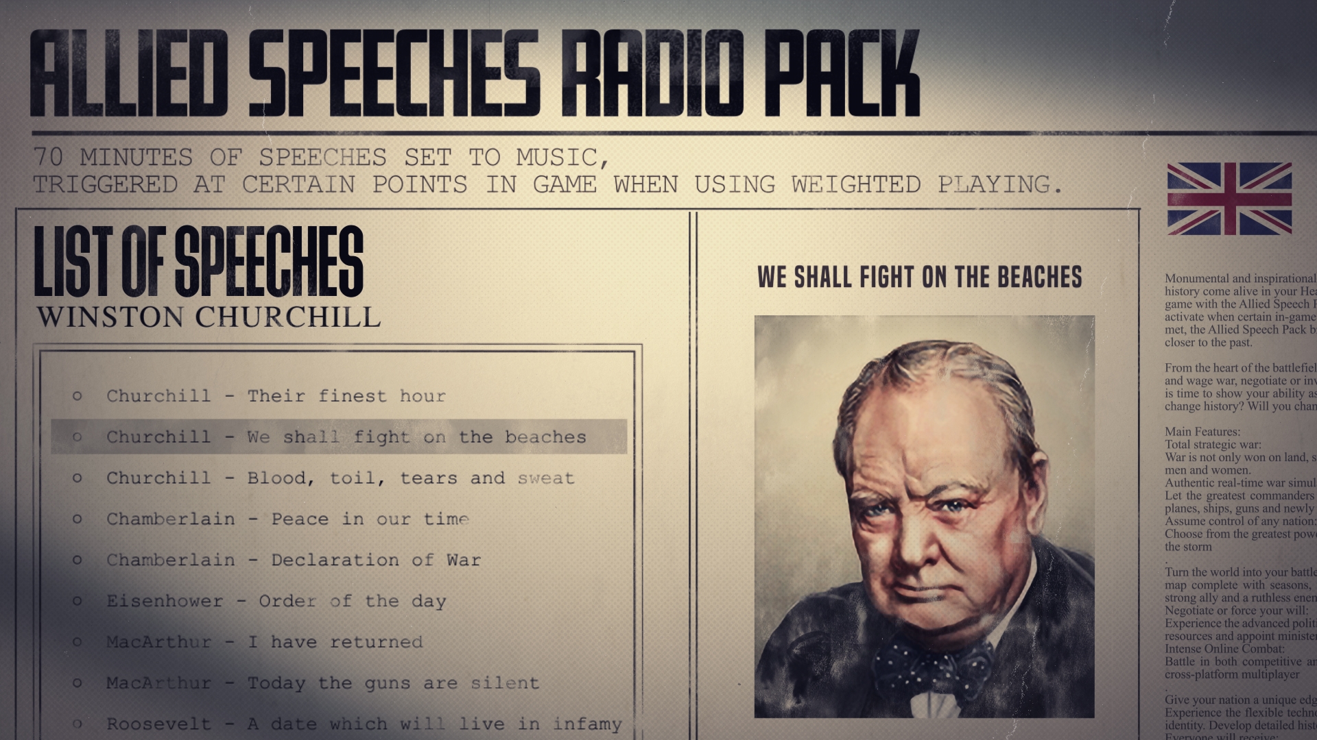 Hearts of Iron IV: Allied Speeches Pack NEW